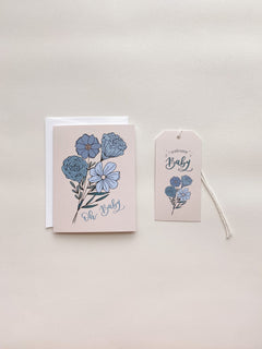 Oh Baby Blue Card + Gift Tag Set