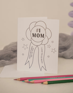 #1 Mom Kid's Coloring Greeting Card