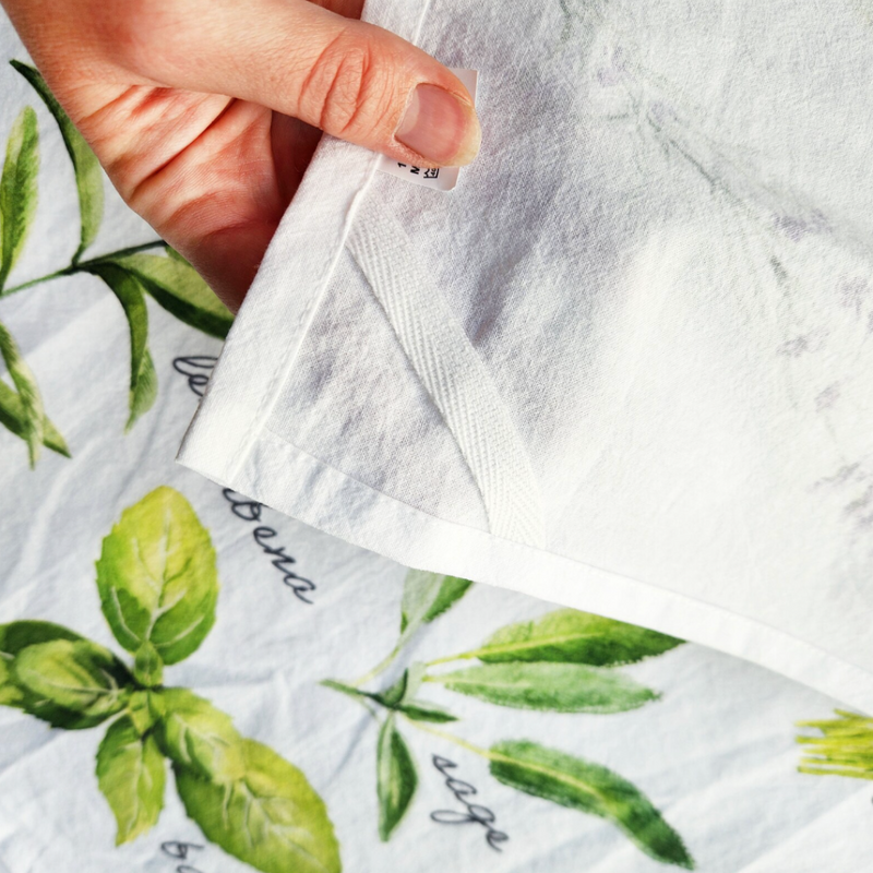 Herb Hand-Painted Watercolor Tea Towel