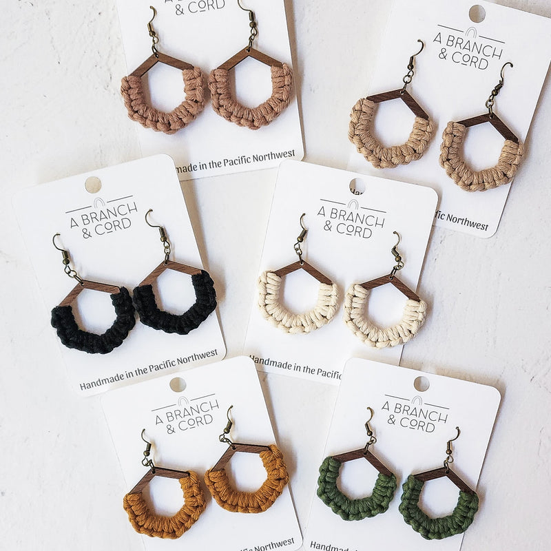 Macrame Knotted Earrings - Honeycomb