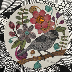 Little Bird - Original painting on 12 inch wood disk