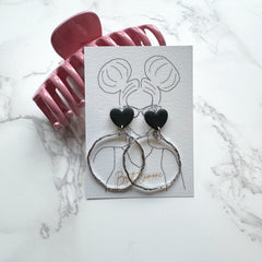 Black and Silver Heart Dangles