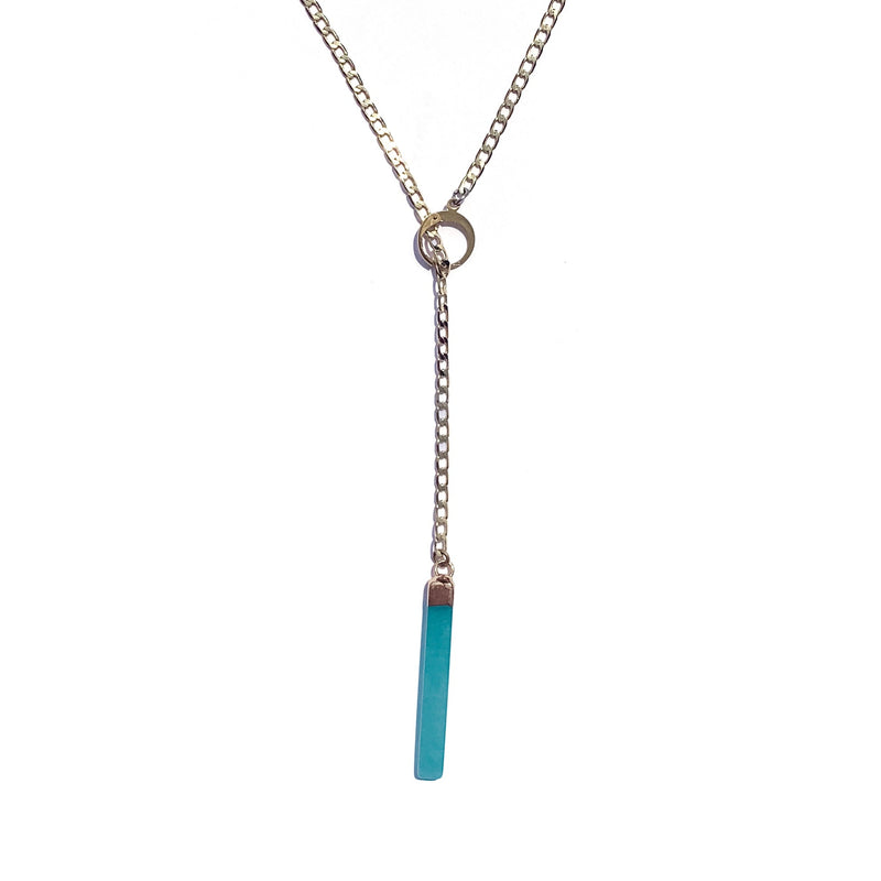 Gold and Jade Lariat Necklace