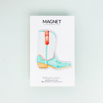 Cowboy Boot Magnet - Teal and Coral