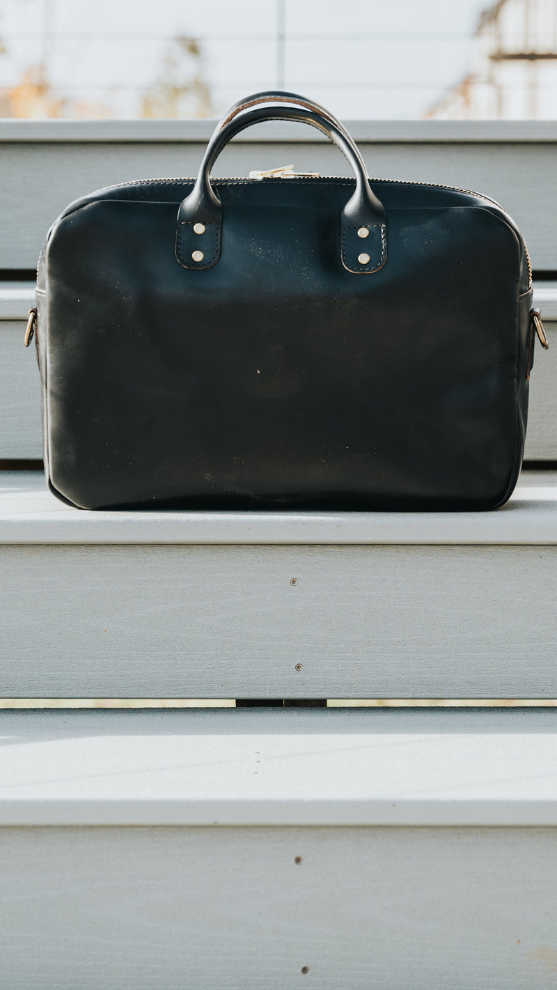 Slim Briefcase in Horween Black Chromexcel