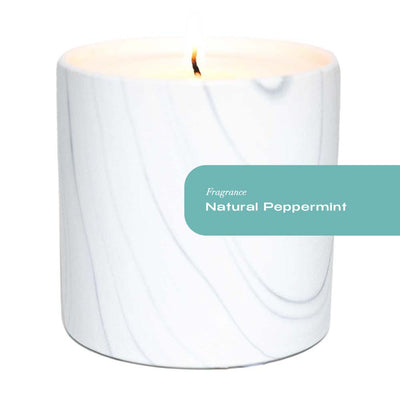 Natural Peppermint White Marble Candle 6oz