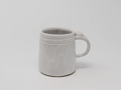 Handmade Ceramic Mug - Wheel Thrown- Folk White
