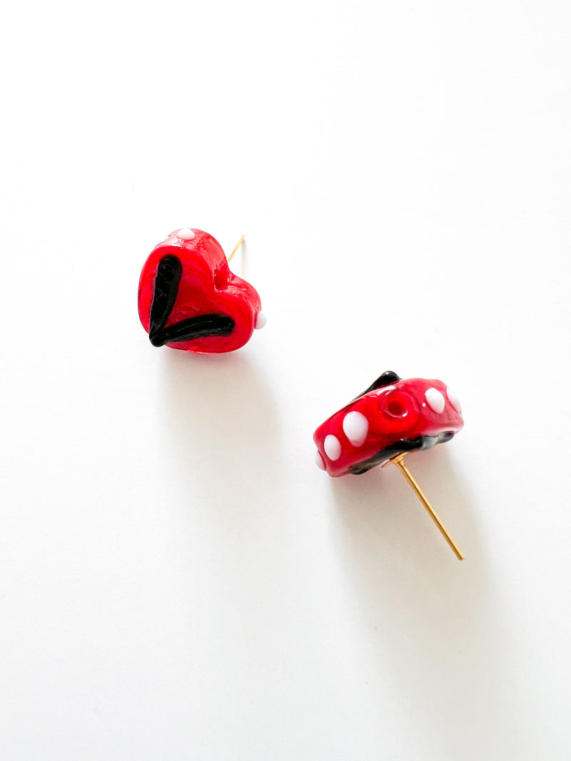 Red and Black Heart Post Earrings