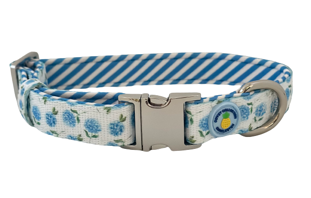 Hydrangea Dog Collar - Blue