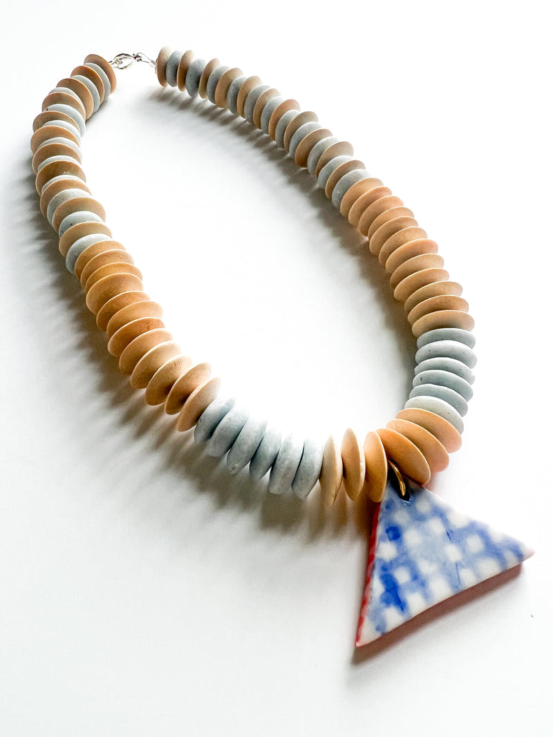 Hanny Myers Light Blue Triangle Pendant Necklace