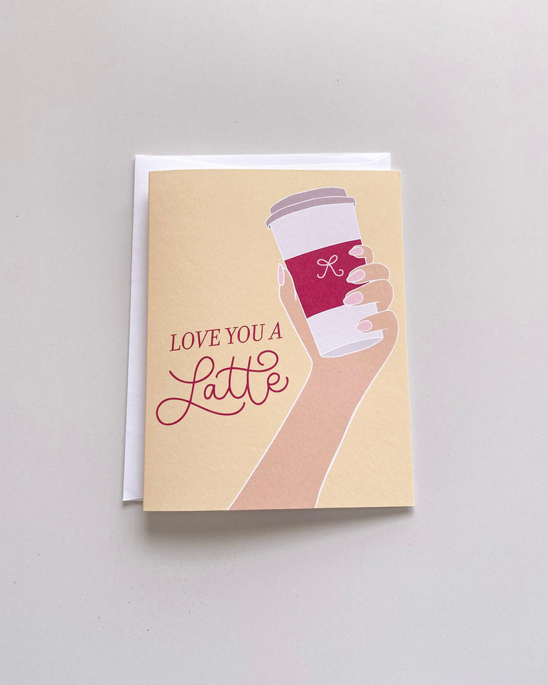Love You A Latte Yellow Greeting Card