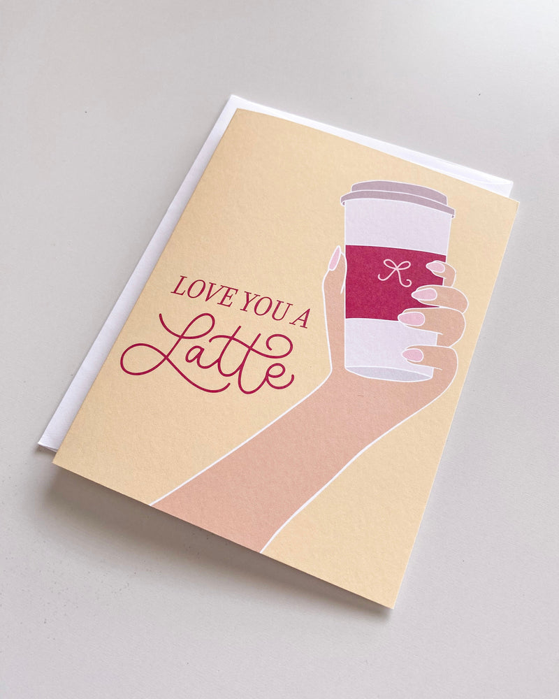 Love You A Latte Yellow Greeting Card