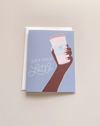 Love You A Latte Blue Greeting Card
