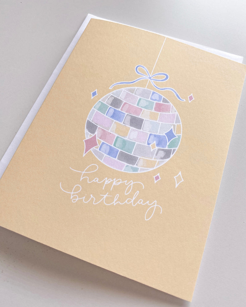 Yellow Disco Birthday Greeting Card