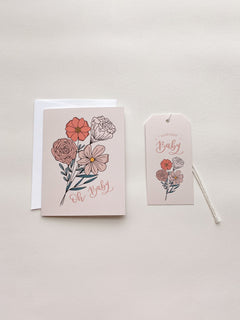 Oh Baby Pink Card + Gift Tag Set