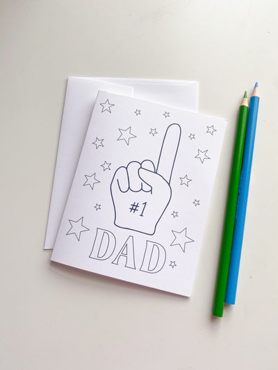 #1 Dad Kid's Coloring Greeting Card