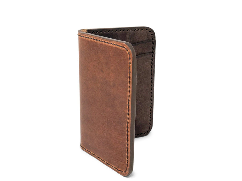 Handmade Leather Wallet |  Vertical | Horween English Tan Dublin
