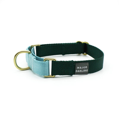 martingale collar / forest + ice blue
