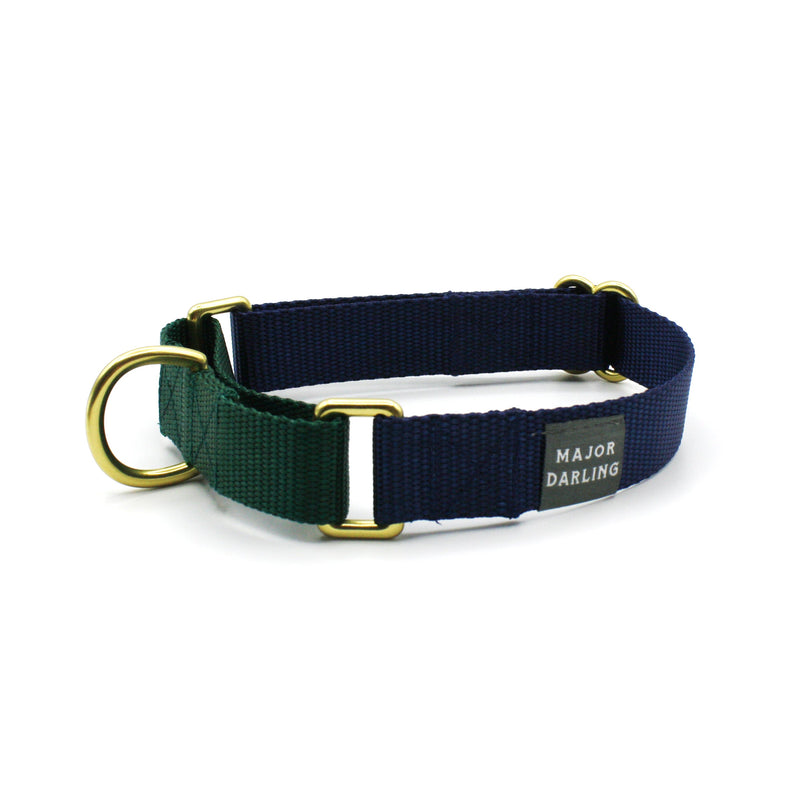 martingale collar / navy + forest