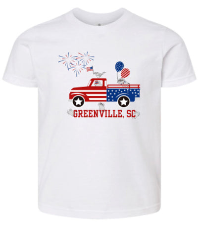 Celebrate RW&B Greenville Mice Design on White Youth T-Shirt