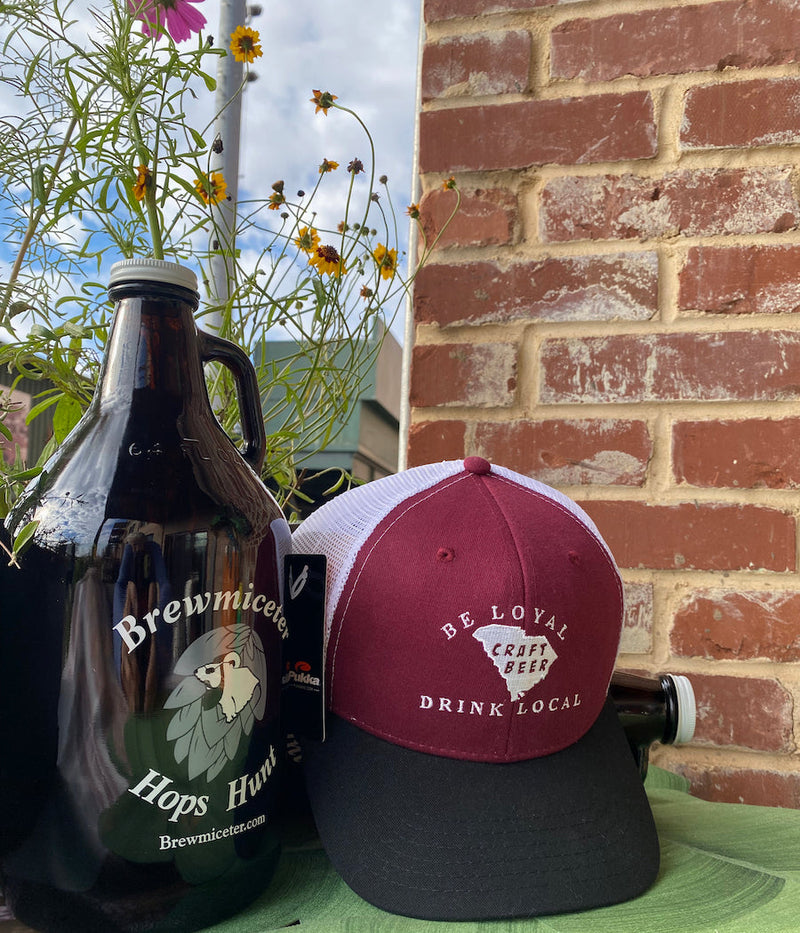 Be Loyal, Drink Local Craft Beer Trucker Hat Maroon/White/Black with Mesh Backing