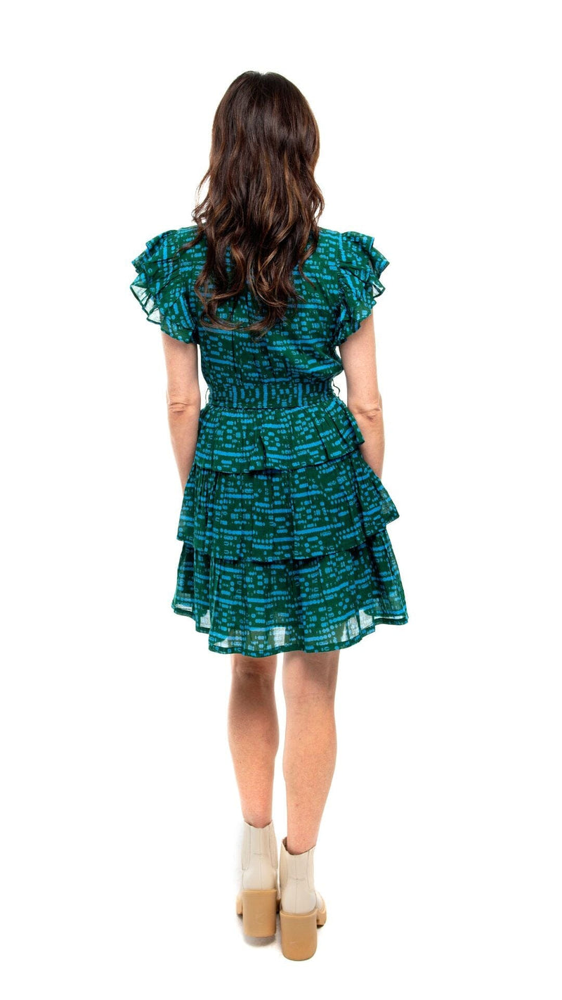 Delilah Ruffle Dress- Emerald