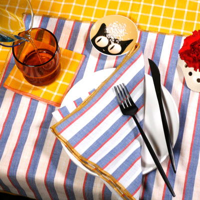 Mondrian Primary Colors Striped Dinner Napkins, Set of 2