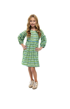 Girls Savannah Dress- Wavy Lines