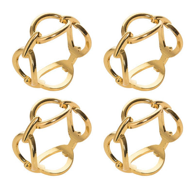 Gold Chain Link Napkin Ring Set 4