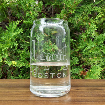 Boston, MA Skyline Can Glass Line Art
