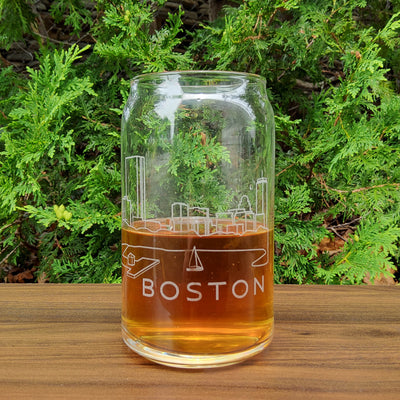 Boston, MA Skyline Can Glass Line Art