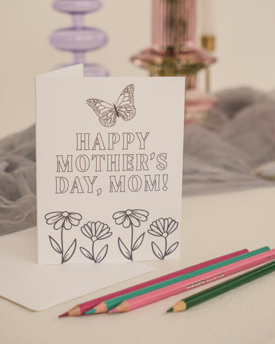 Butterfly Mother's Day Kid's Coloring Greeting Card