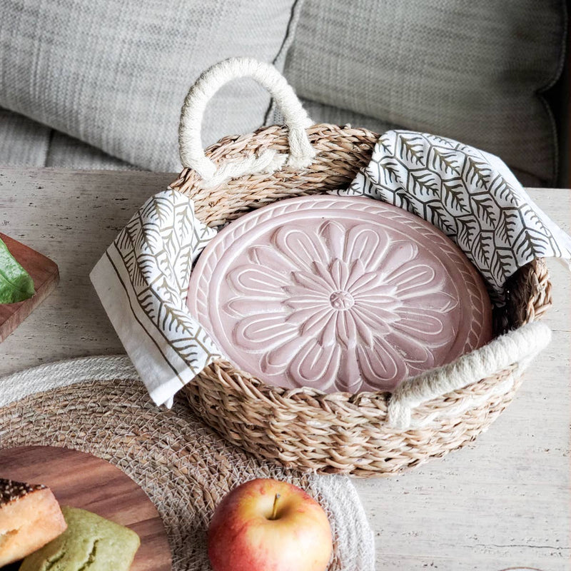 *PRE-ORDER* Handmade Bread Warmer & Wicker Basket - Vintage flower