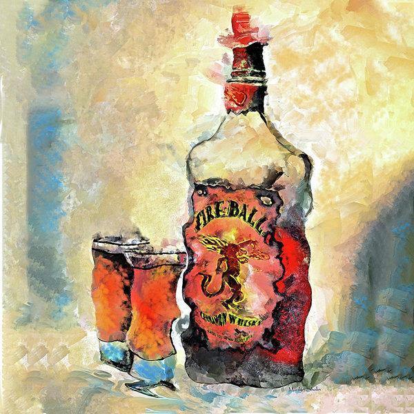 "FIREBALL WHISKEY"  Painting 8x12  Dye Infused Metal