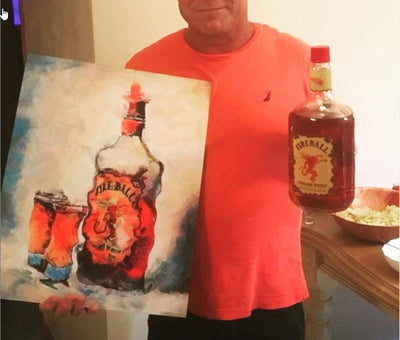 Fireball Whiskey Painting