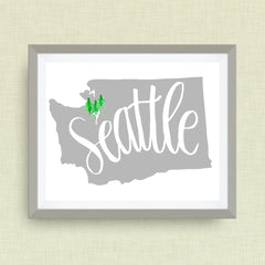 Washington State Art Print - Seattle