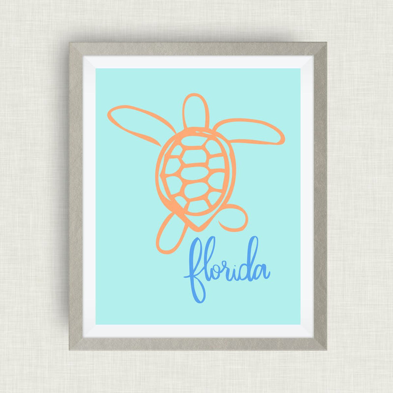 Florida Art Print, Loggerhead Turtle, State Symbol