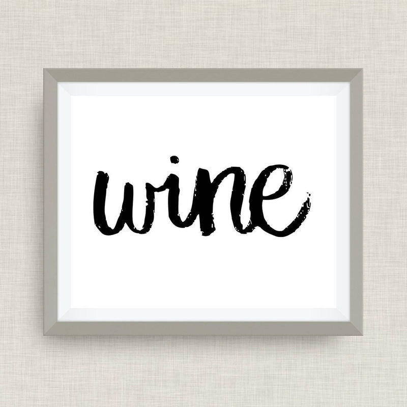 Wine - hand drawn, hand lettered