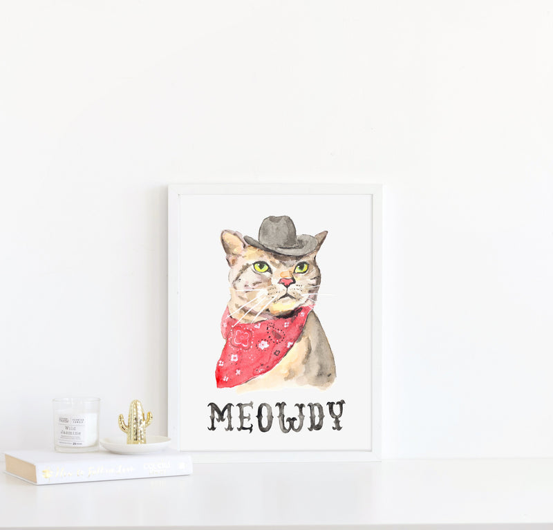 Meowdy Cat Art Print
