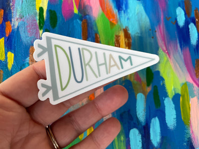 durham sticker - DURHAM pennant - bull city laptop sticker, bumper sticker, water bottle sticker