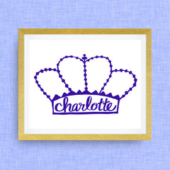 Charlotte Art Print - the Queen City, hand drawn, hand lettered