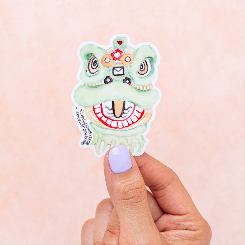 Lion Dance Lunar New Year Sticker - Mint