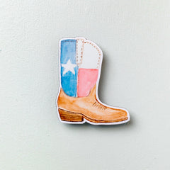 Cowboy Boot Sticker - Texas Flag