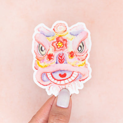 Lion Dance Lunar New Year Magnet - Pink