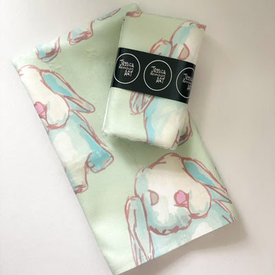 Watercolor Bunny Tea Towel