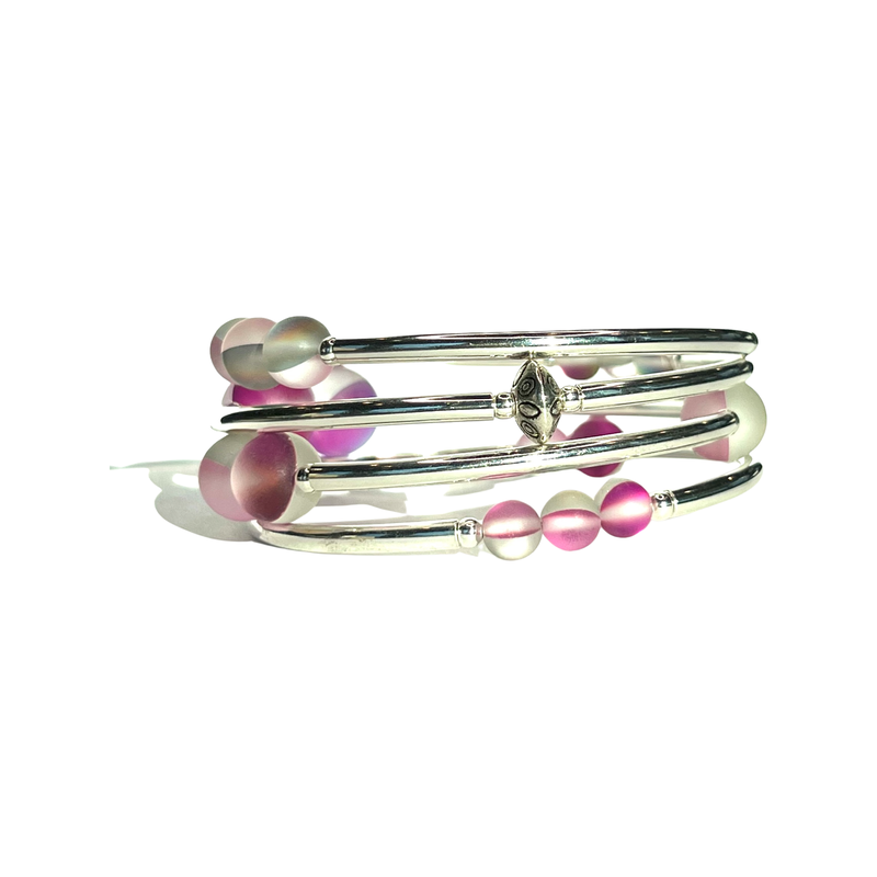 Wrap Bracelets- Pink Mermaid Glass