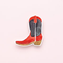 Cowboy Boot Magnet - Red and Black