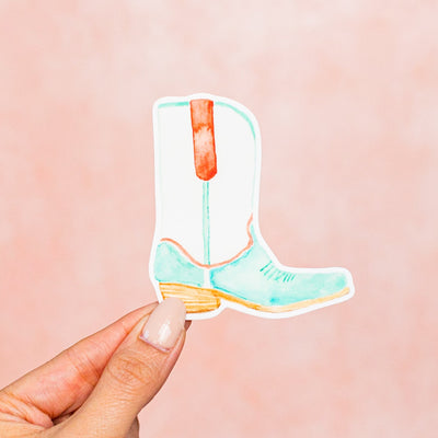 Cowboy Boot Magnet - Teal and Coral