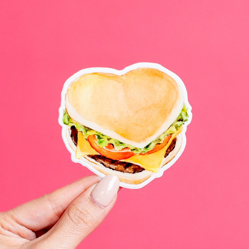 Heart Shaped Cheeseburger Sticker