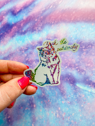 “F*ck the Patriarchy” Cat Sticker | Glitter Sticker